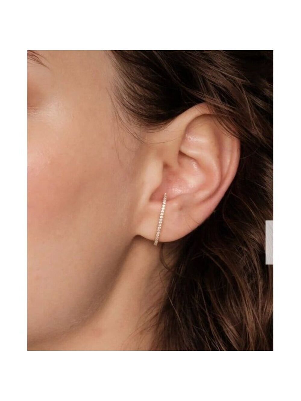Gold Plated Cubic Zirconia 925 Cuff Suspender Earrings